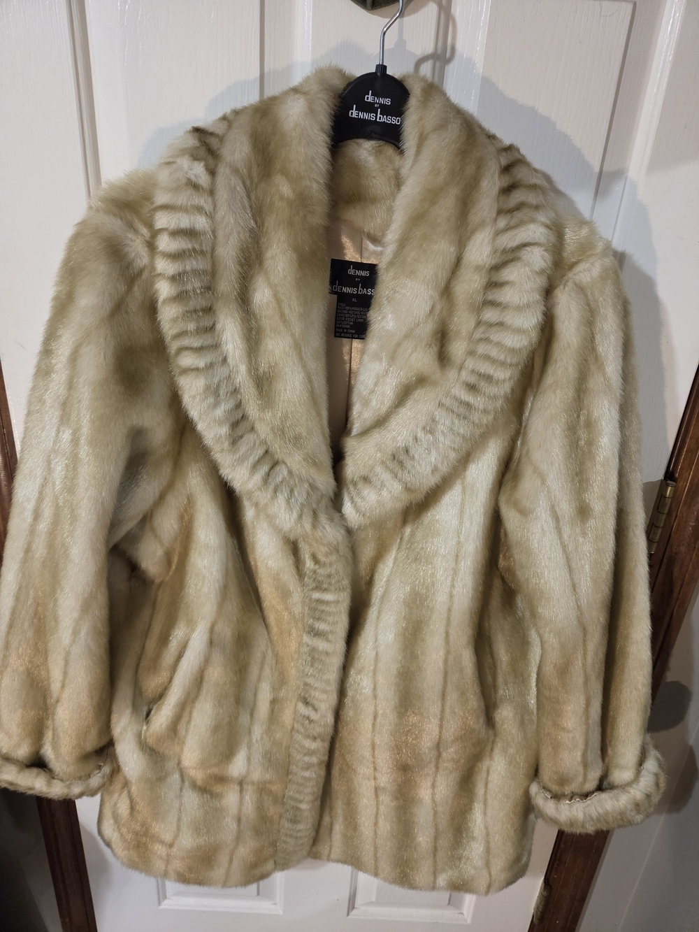dennis basso Beige Fur Jacket NWOT